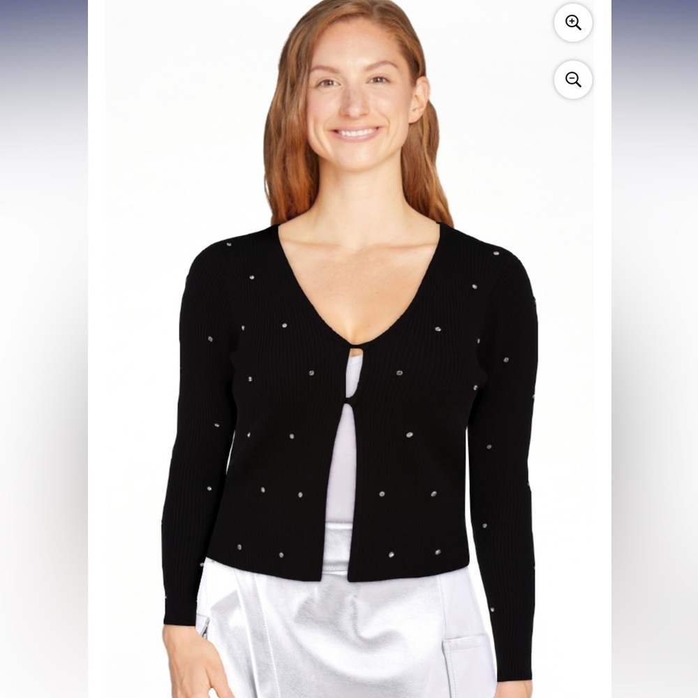 No Boundaries Ribbed Rhinestone Cardigan Size M - Picture 5 of 8